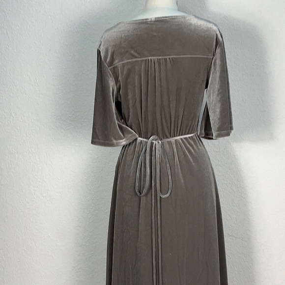 Zara grey dress wrap around stretch velvet size S - Picture 3 of 6
